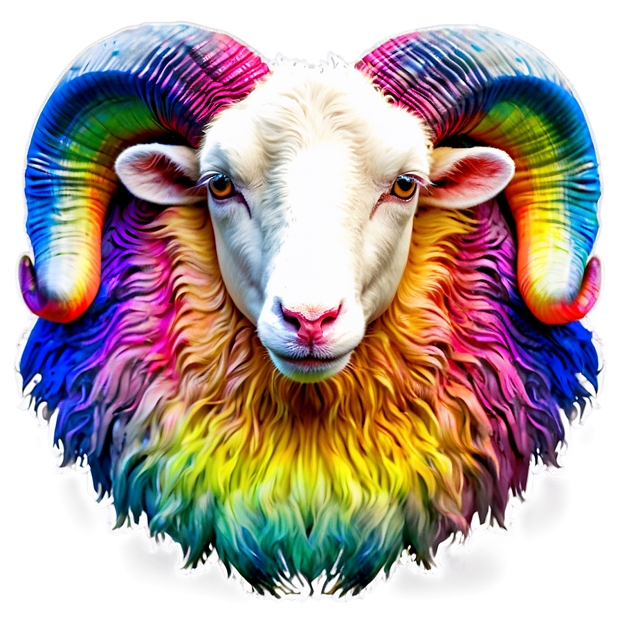 Colorful Ram Head Painting Png 06292024