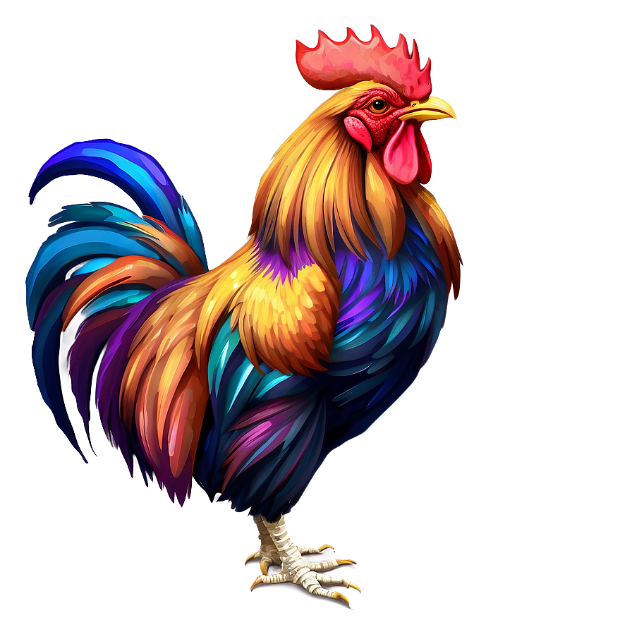 Colorful Rooster Art Png Hwt