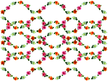 Colorful Rose Pattern Black Background PNG with transparent background