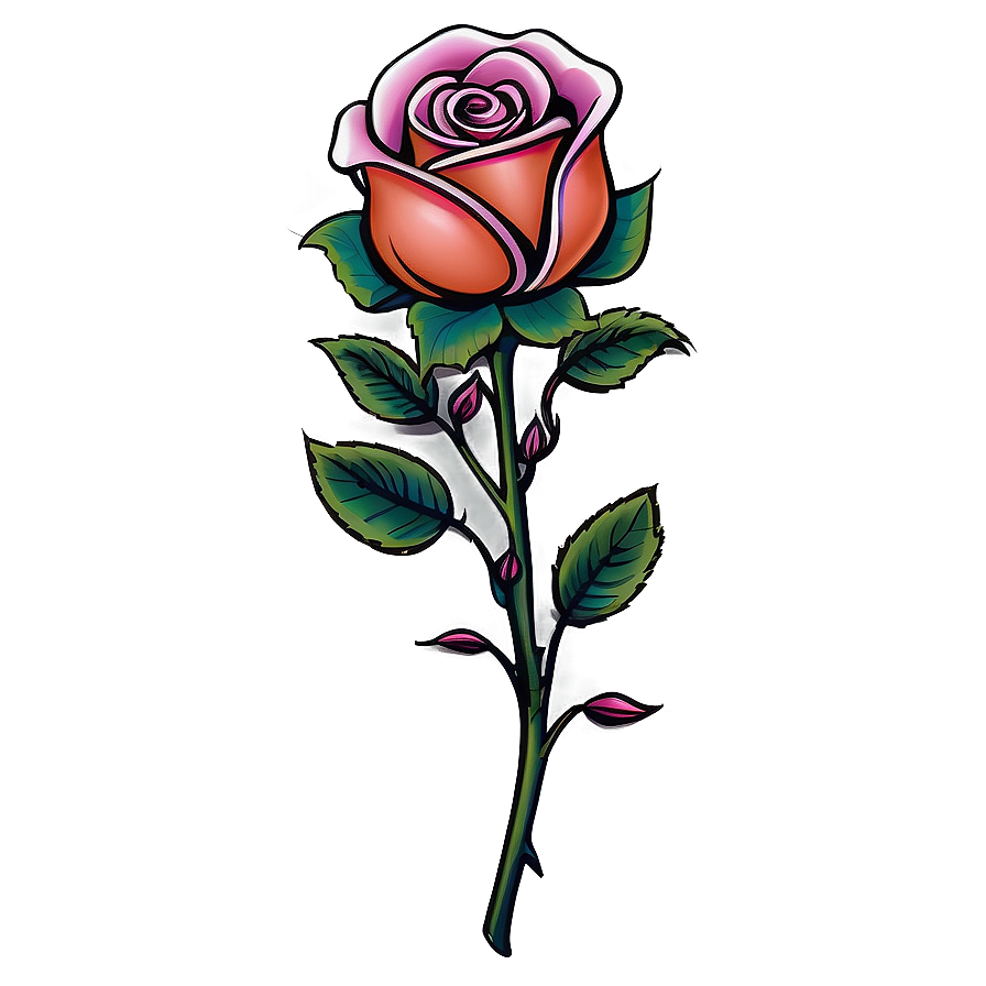 Colorful Rose Tattoo Illustration Png 21