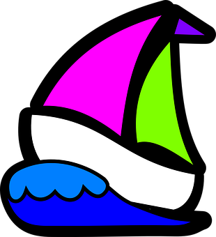 Colorful Sailboat Vector Art 310x340 PNG image with a transparent background, free high-resolution download