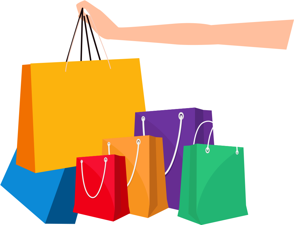 Colorful Shopping Bags Graphic PNG with transparent background