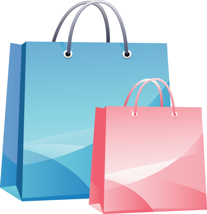 Colorful Shopping Bags Illustration PNG with transparent background