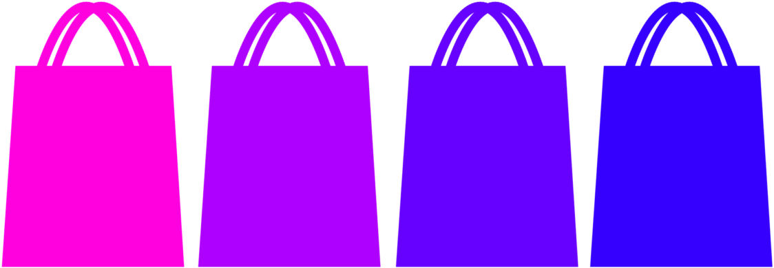 Colorful Shopping Bags Row PNG with transparent background