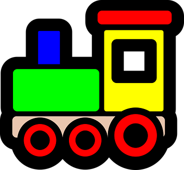 Colorful Simple Train Illustration PNG with transparent background