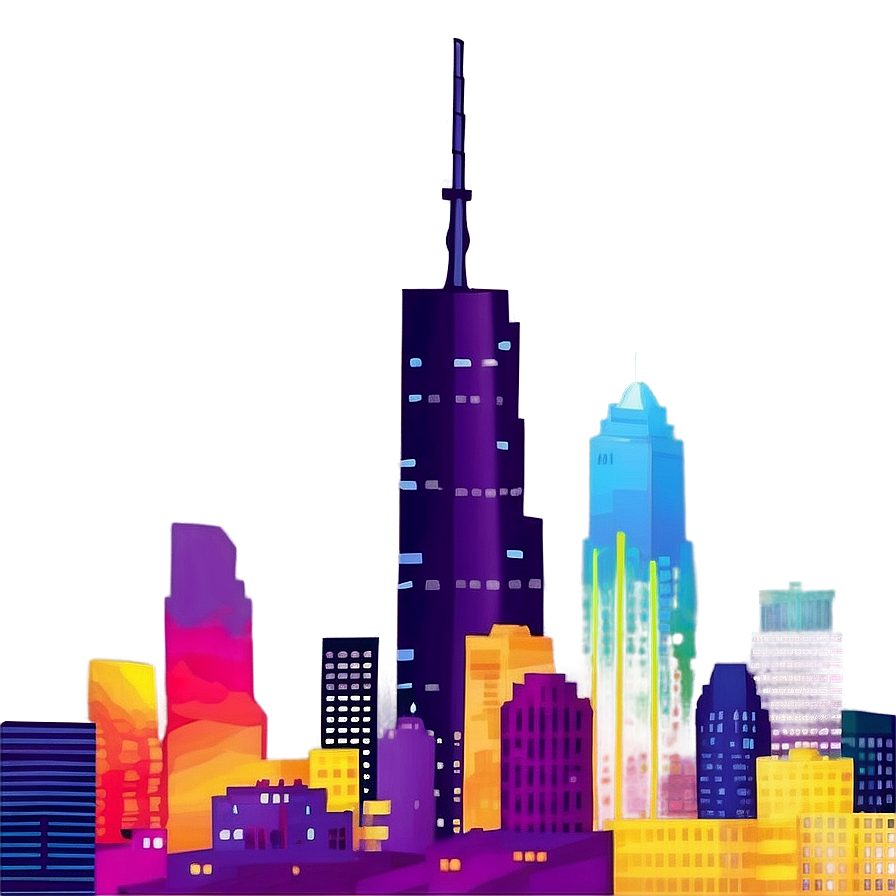 Colorful Skyline Art PNG 06202024 PNG with transparent background
