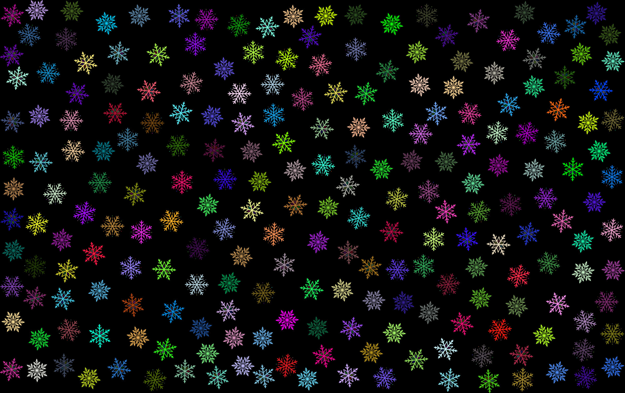 Colorful Snowflake Patternon Black Background