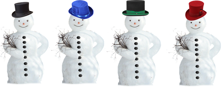 Colorful Snowmen Hats PNG with transparent background
