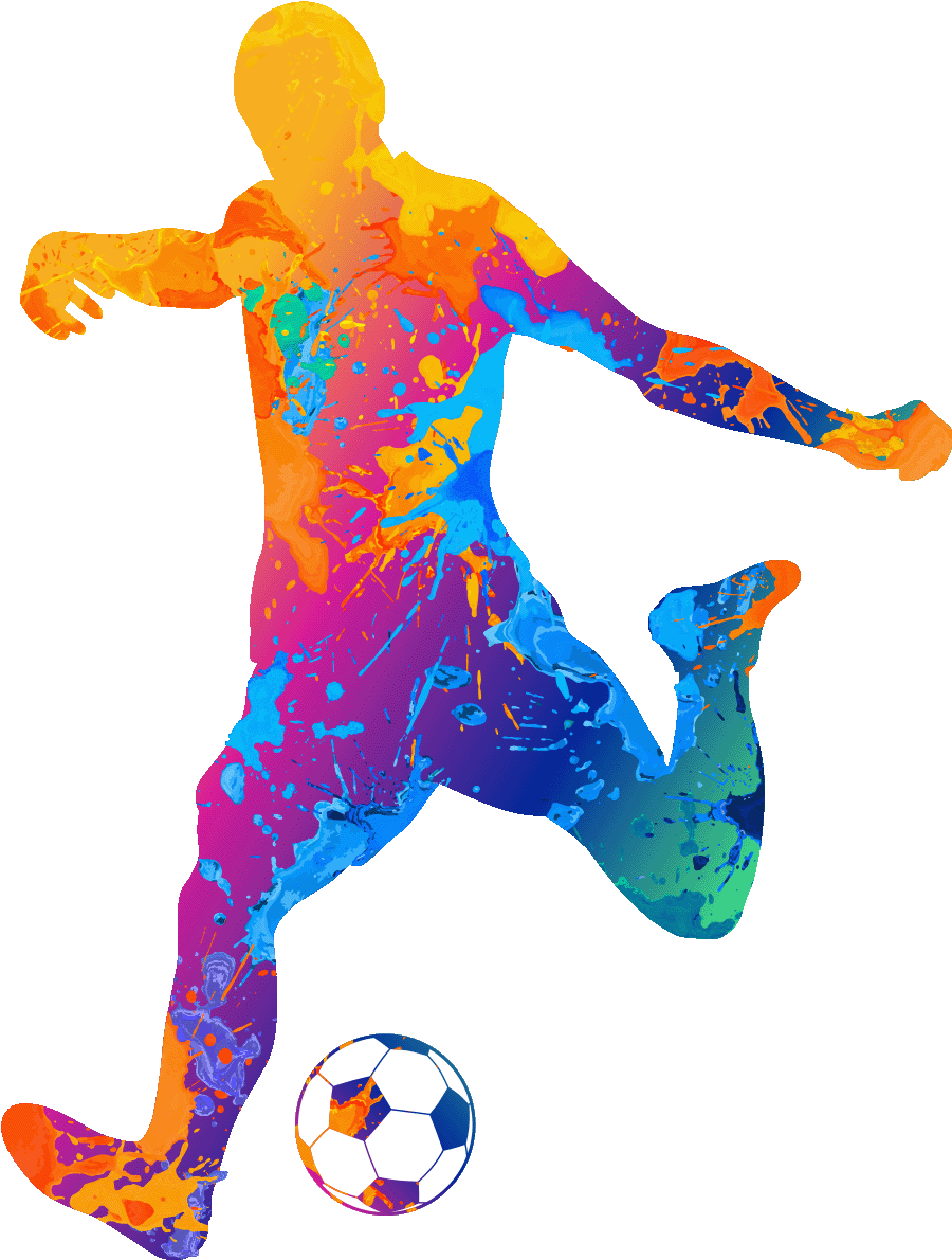 Colorful Soccer Player Kicking Ball