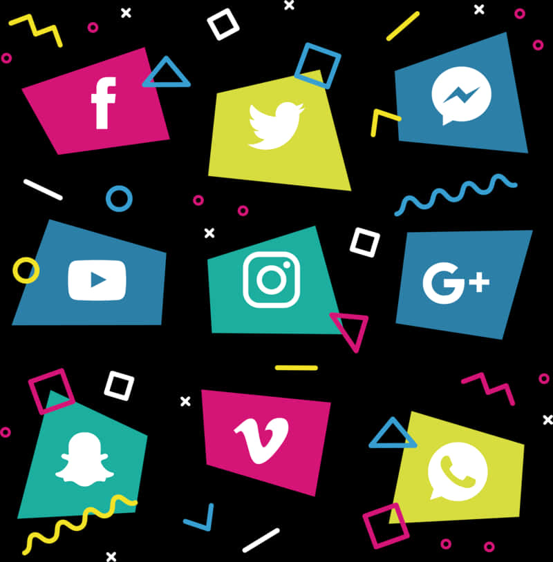 Colorful Social Media Icons Collage