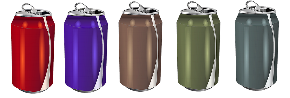 Colorful Soda Cans Array PNG with transparent background