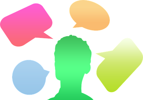 Colorful Speech Bubblesand Silhouette PNG with transparent background