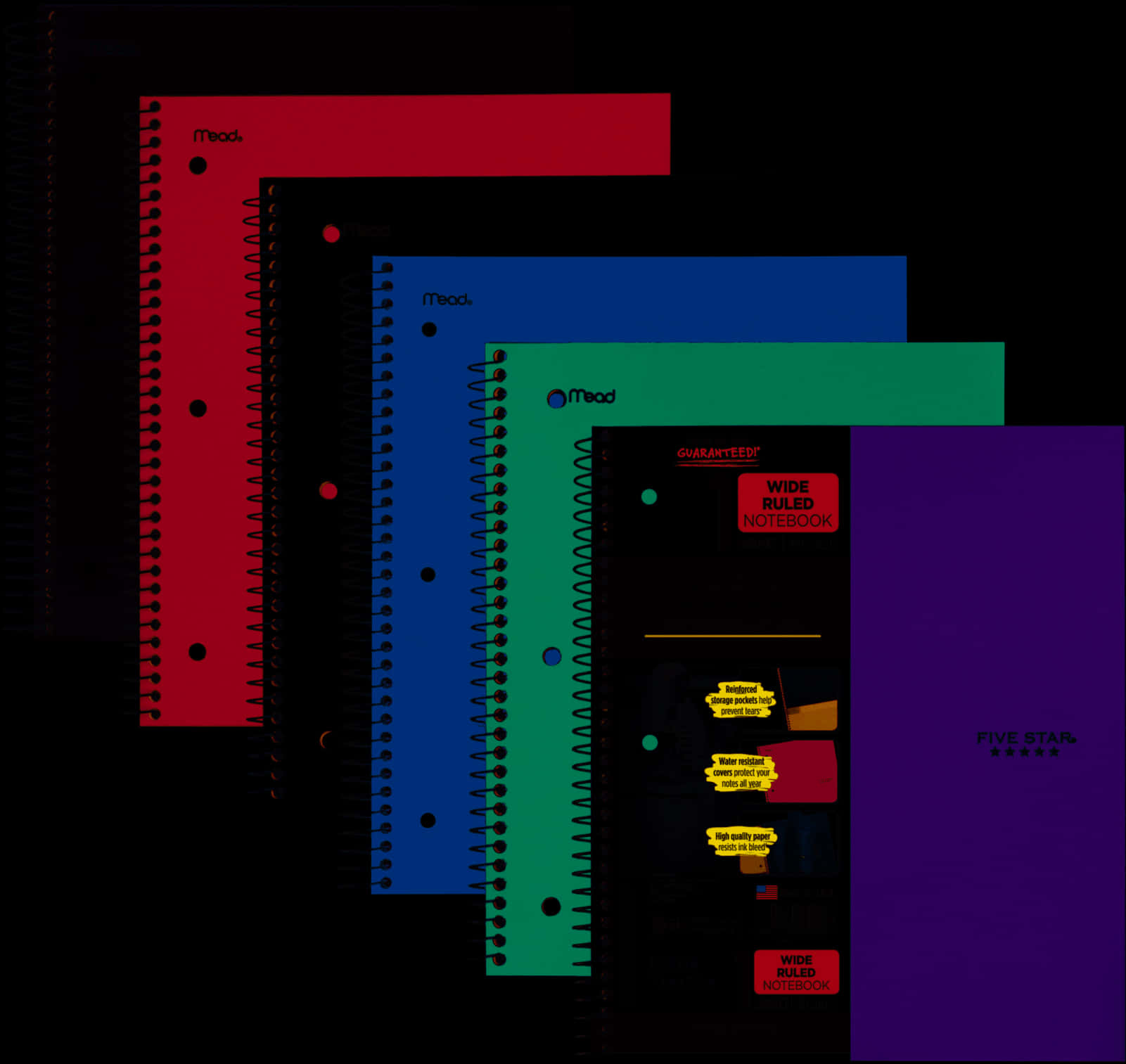 Colorful Spiral Notebooks Collection PNG with transparent background