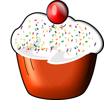 Colorful Sprinkled Cupcake Clipart PNG with transparent background