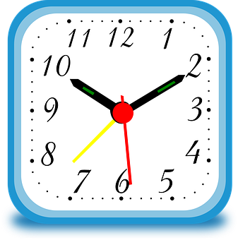 Colorful Square Clock Illustration PNG with transparent background