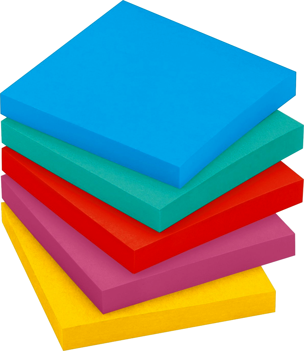 Colorful Stacked Post It Notes PNG with transparent background