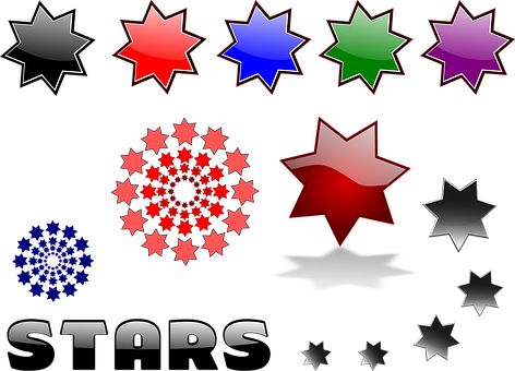 Colorful_ Star_ Collection_ Vector PNG with transparent background