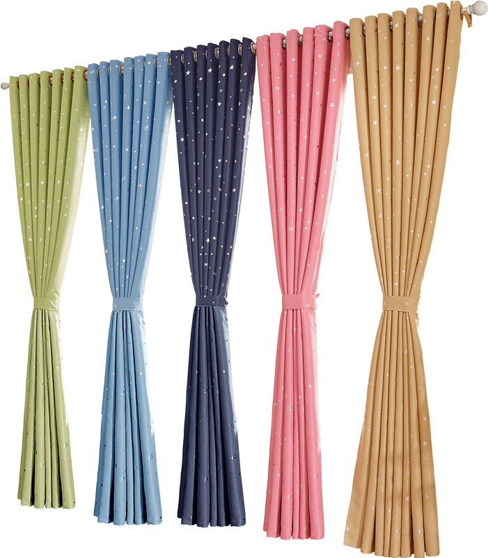 Colorful Star Pattern Curtains PNG with transparent background