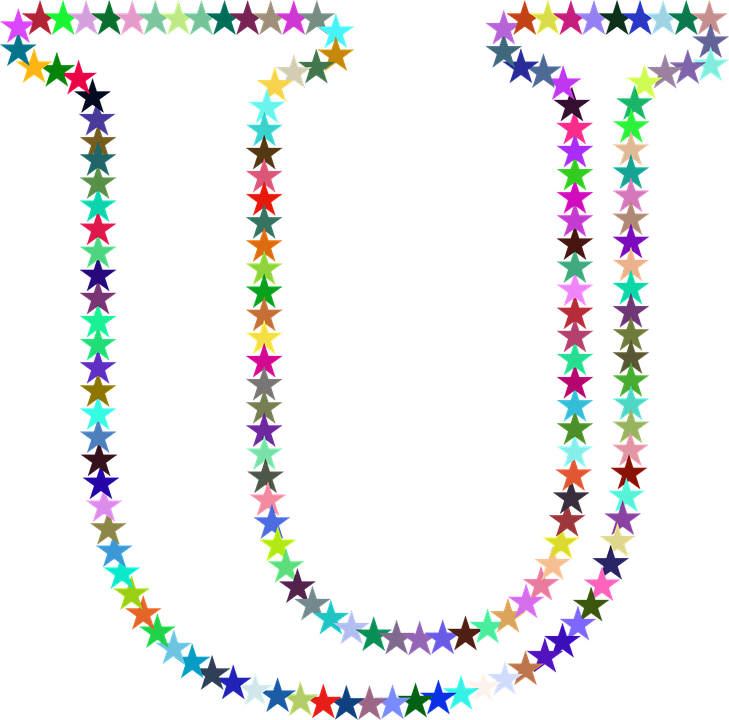 Colorful Star Pattern U Shape PNG with transparent background