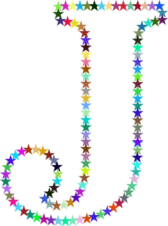 Colorful Star Patterns Forming Letters J I