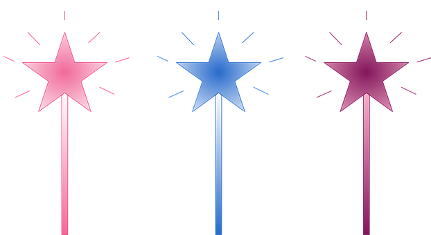 Colorful Star Wands PNG with transparent background