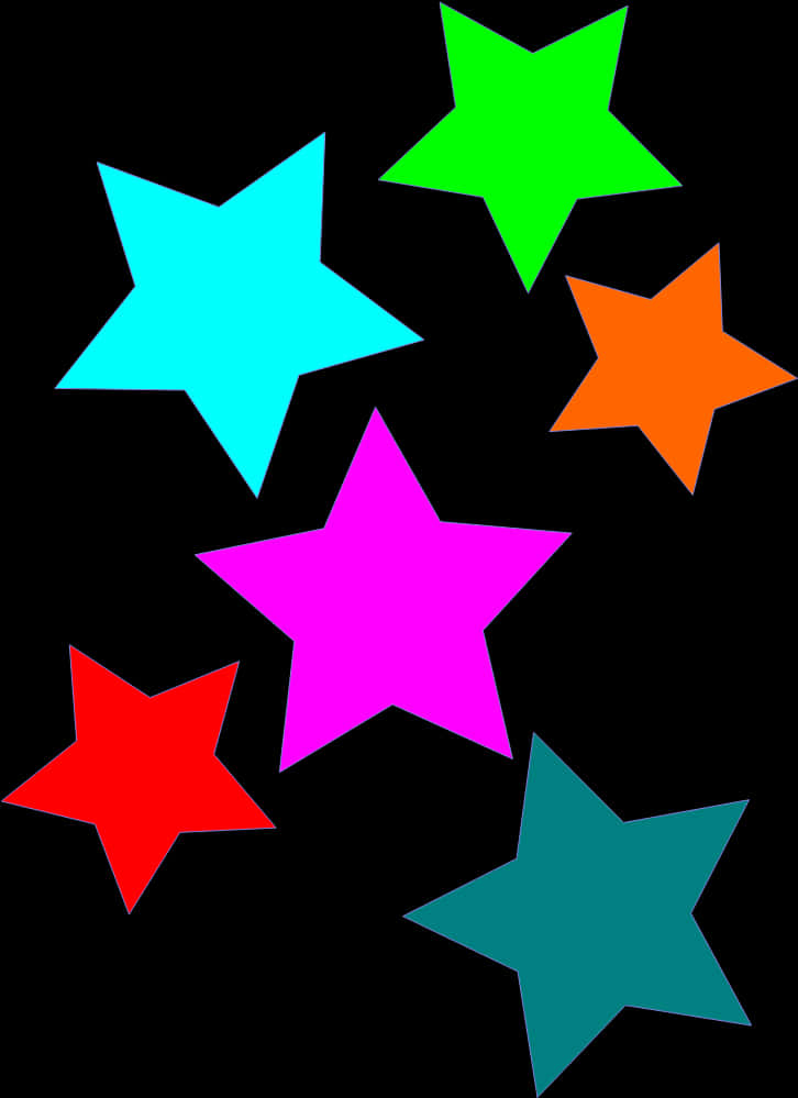 Colorful Stars Black Background