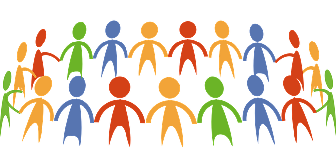 Colorful Stick Figures Circle Formation PNG with transparent background
