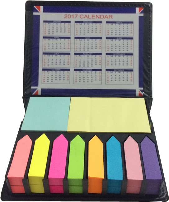 Colorful Sticky Notes With Calendar2017 PNG with transparent background