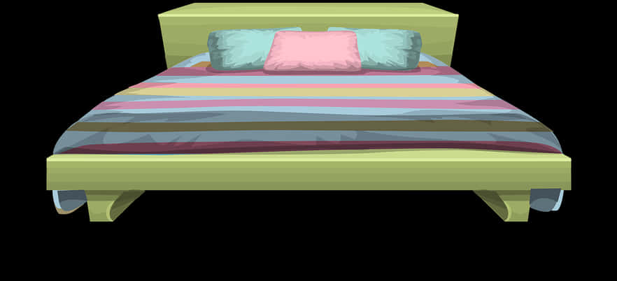 Colorful Striped Bed3 D Render