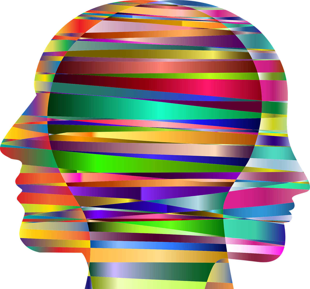 Colorful Striped Silhouette Profile PNG with transparent background