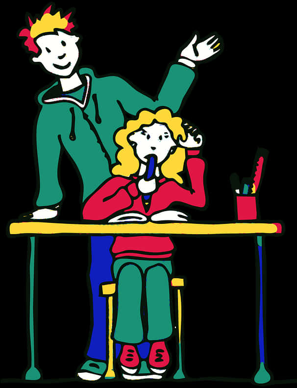 Colorful Teacherand Student Clipart