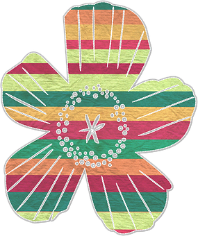 Colorful Textured Paper Cutout Flower PNG with transparent background