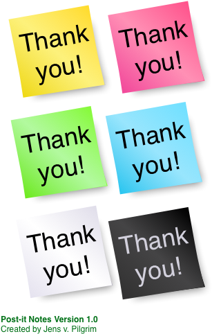 Colorful Thank You Post It Notes PNG with transparent background