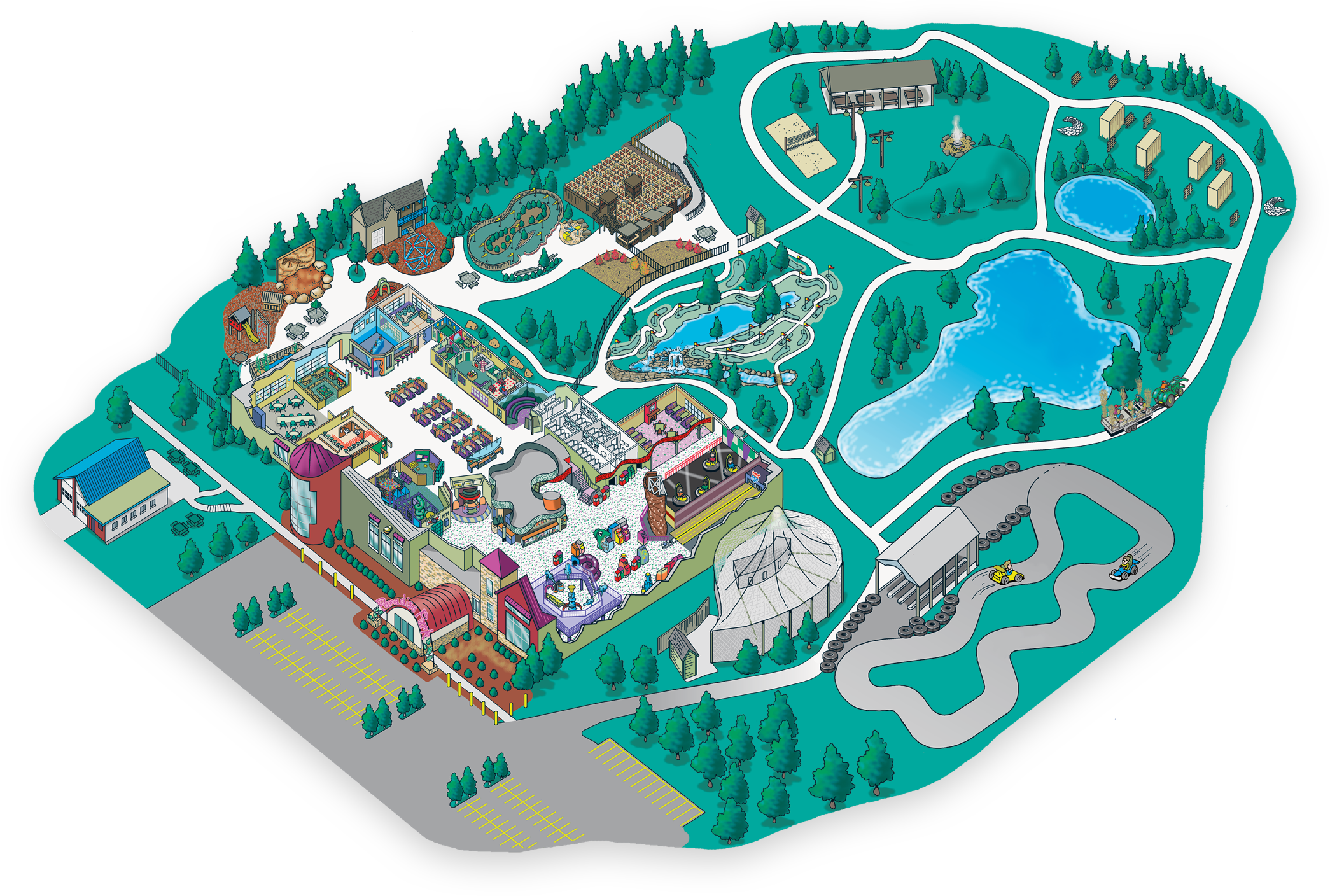 Colorful Theme Park Map Illustration PNG with transparent background