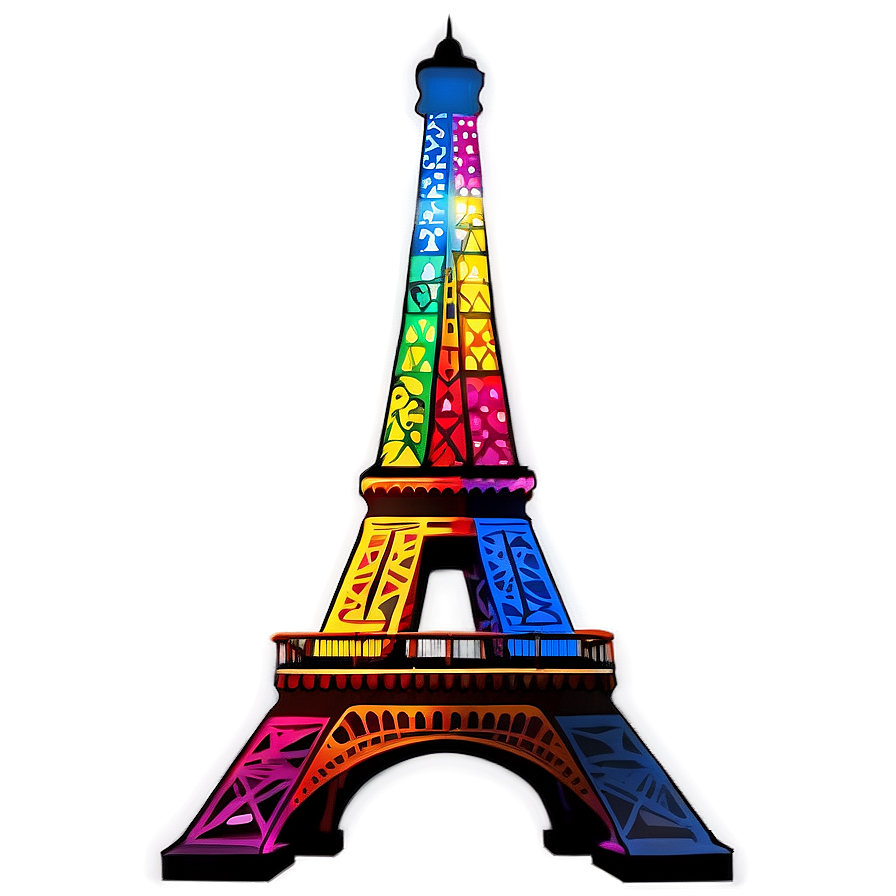 Colorful Torre Eiffel Lights Png Xrn75