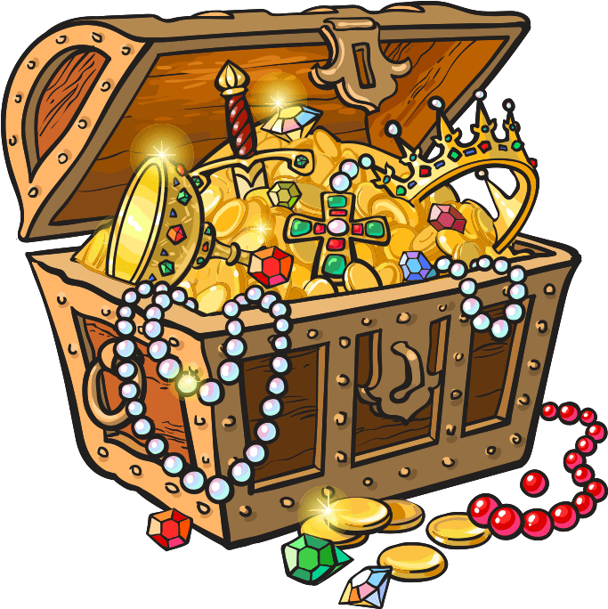 Colorful Treasure Chest Fullof Jewelsand Gold
