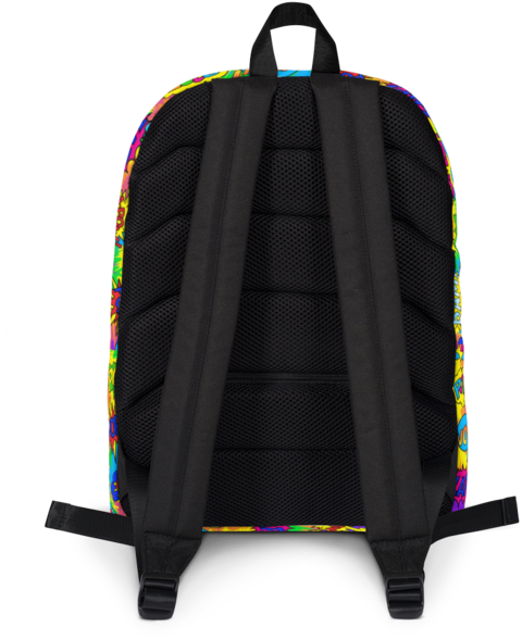 Colorful Trim Black Backpack Rear View