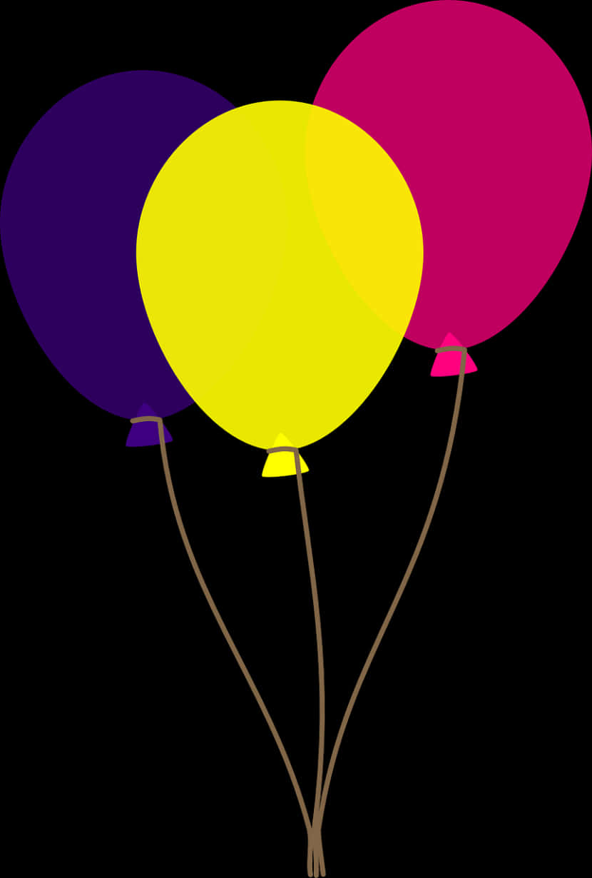 Colorful Trio Balloons Vector PNG with transparent background