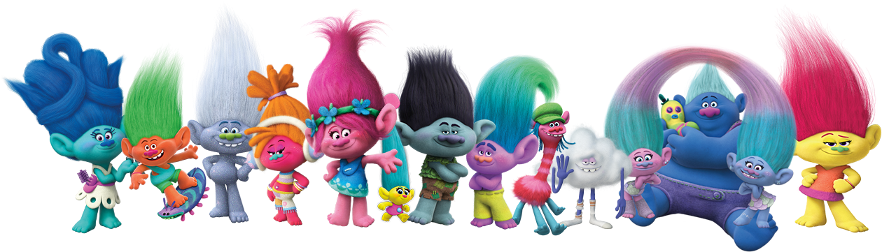 Colorful Trolls Characters Lineup