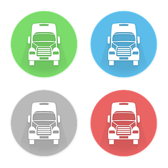 Colorful Truck Icons Set