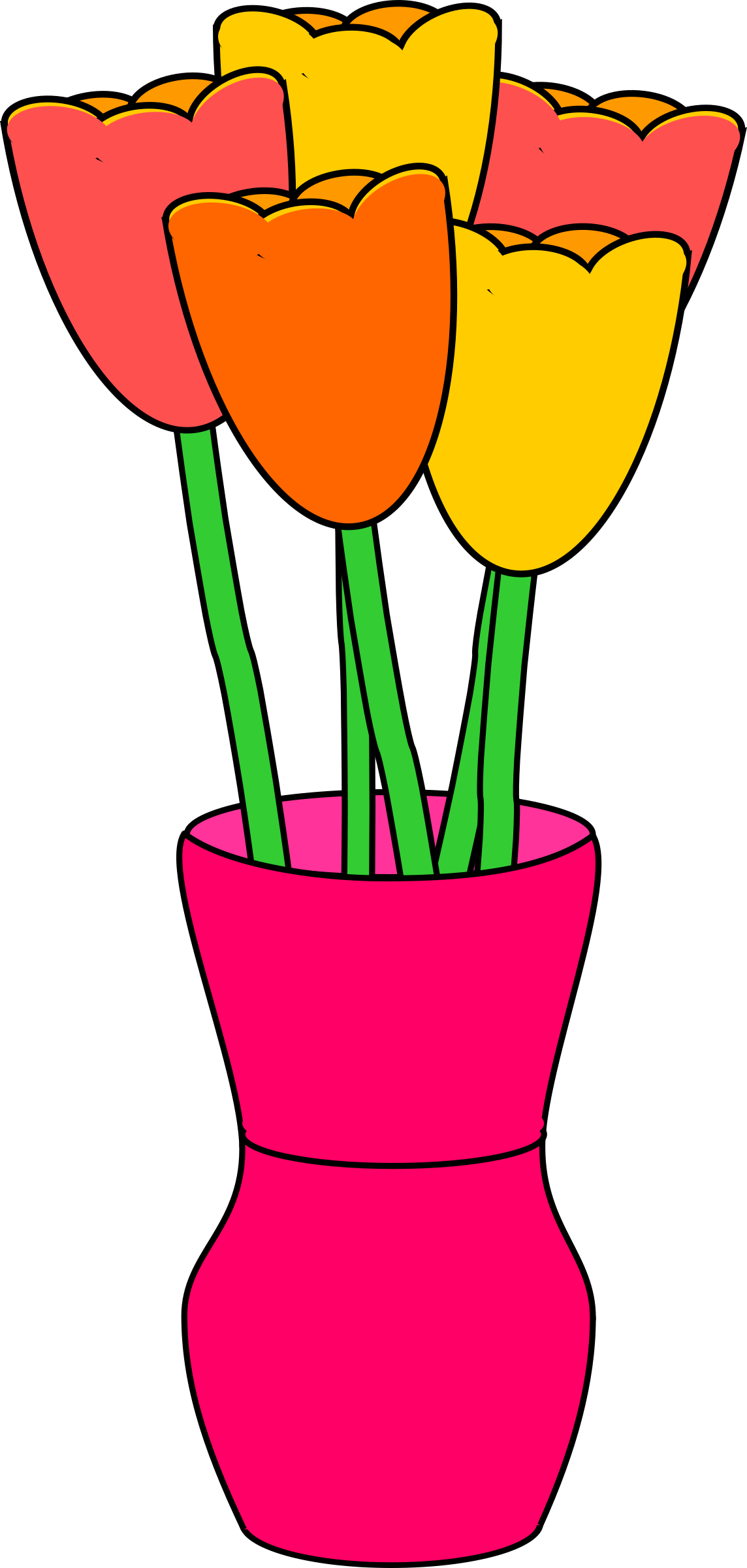 Colorful Tulipsin Pink Vase