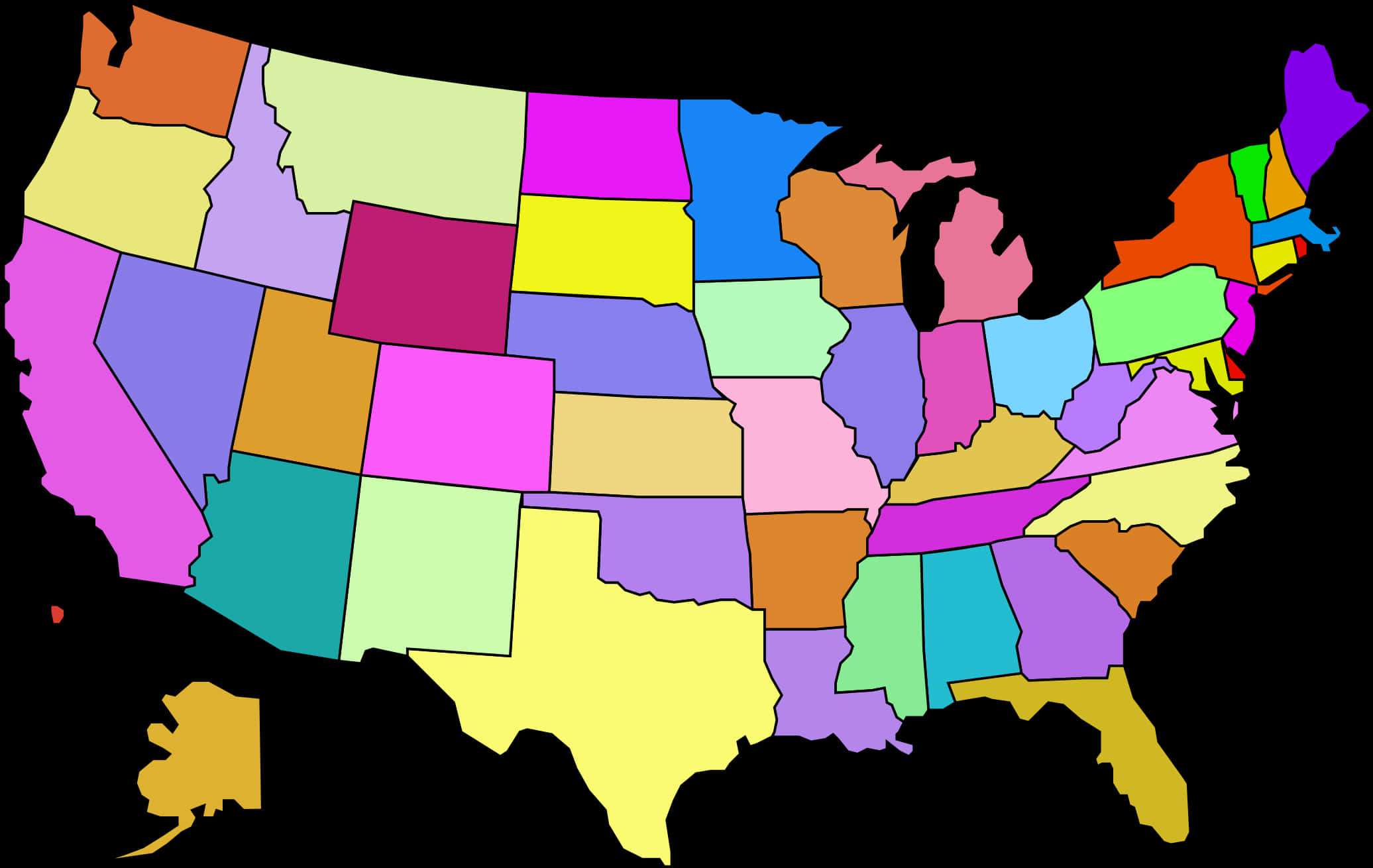 Colorful U S A Map