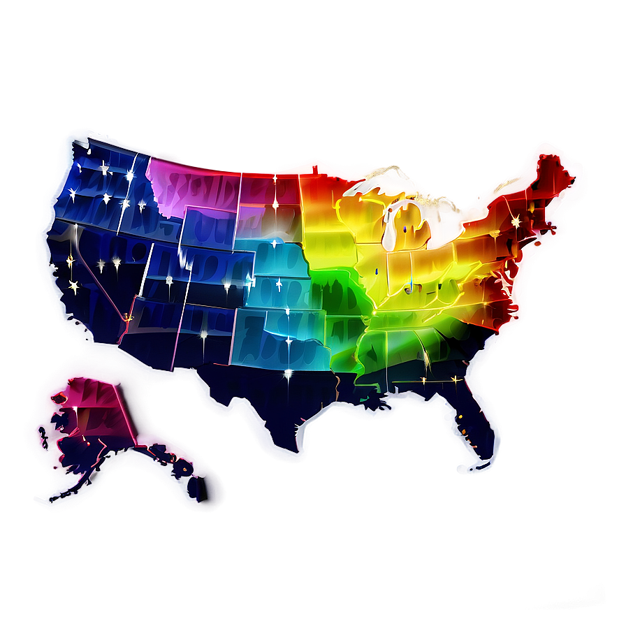 Colorful Usa Map Png Ial