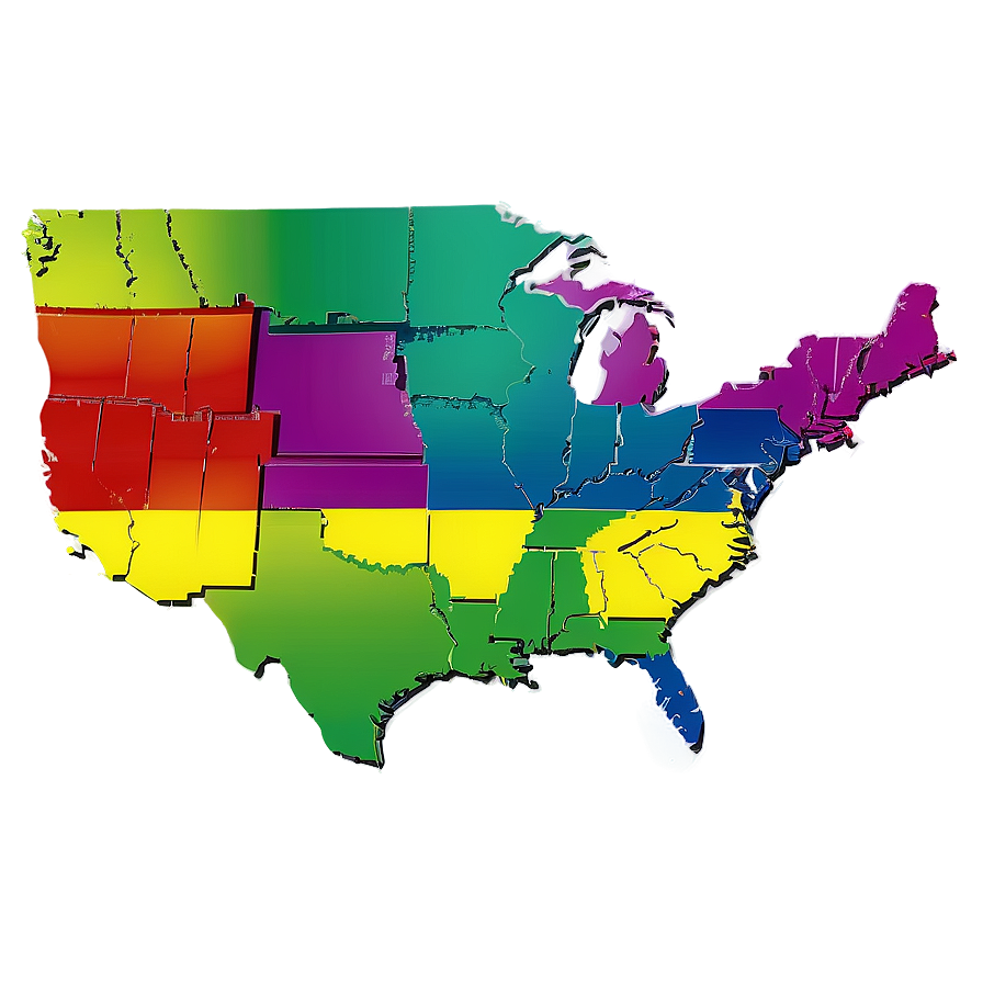 Colorful Usa Map Png Roe