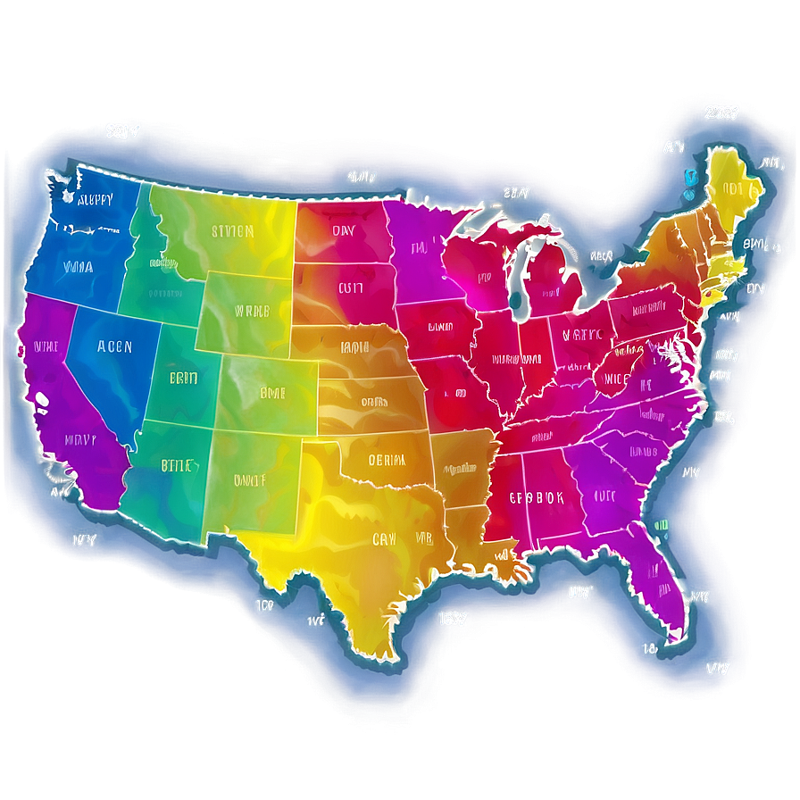 Colorful USA Map PNG usj PNG image with a transparent background, free high-resolution download