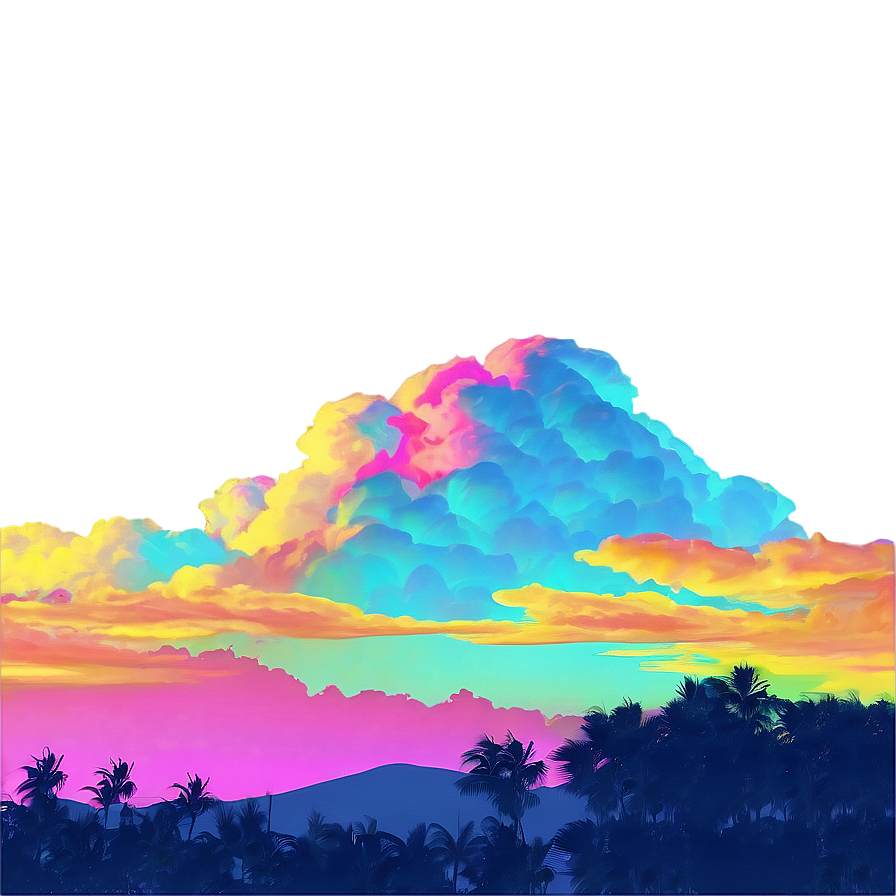 Colorful Vaporwave Sky Png 40