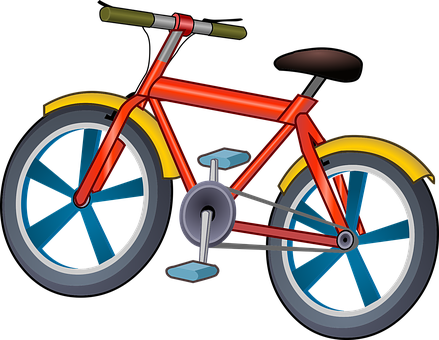 Colorful Vector Bicycle PNG with transparent background