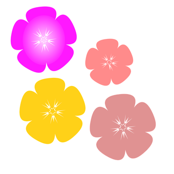 Colorful Vector Flowerson Black Background PNG with transparent background