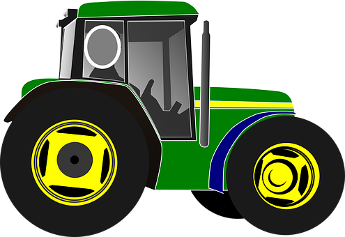 Colorful Vector Tractor Illustration PNG with transparent background