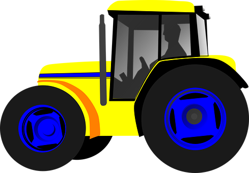 Colorful Vector Tractor 489x340 PNG image with a transparent background, free high-resolution download